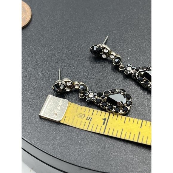Sorrelli Beautiful‎ Vintage Black Crystal Silver Tone Dangle Earrings - Picture 15 of 15